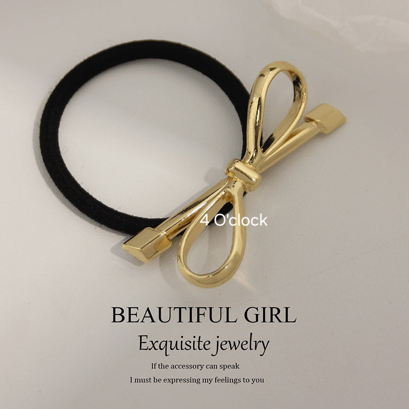 Pinteresty Chunky Hairband: Glossy Golden Bow Tie