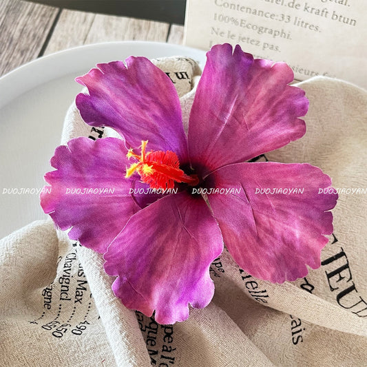 Hibiscus Flower Side Hair Clip: Purple