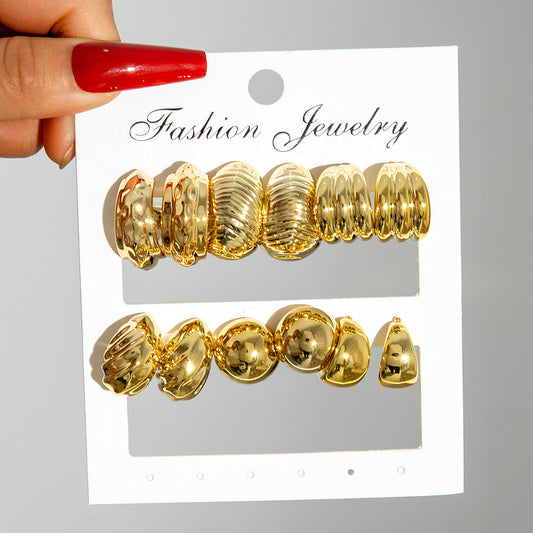 ES8: Maximalist Golden Earrings Set (6 pair)