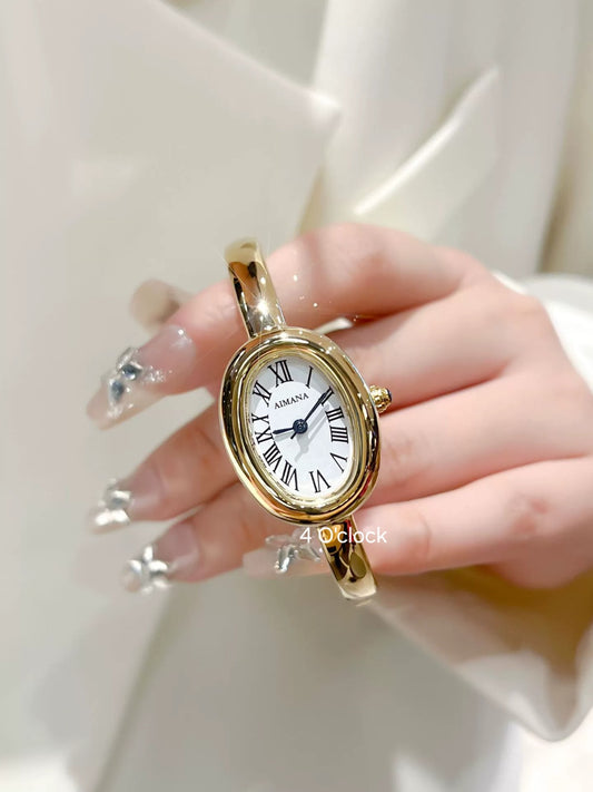 W01: AIMANA Branded Wrist Watch: Golden (WITH BOX)