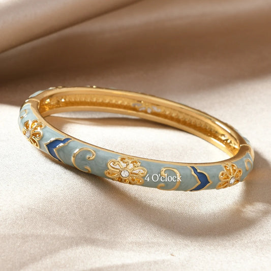 ✨🦢VC162: Vintage Victorian Enamel Bangles : Peacock Plume 🌸🕯️