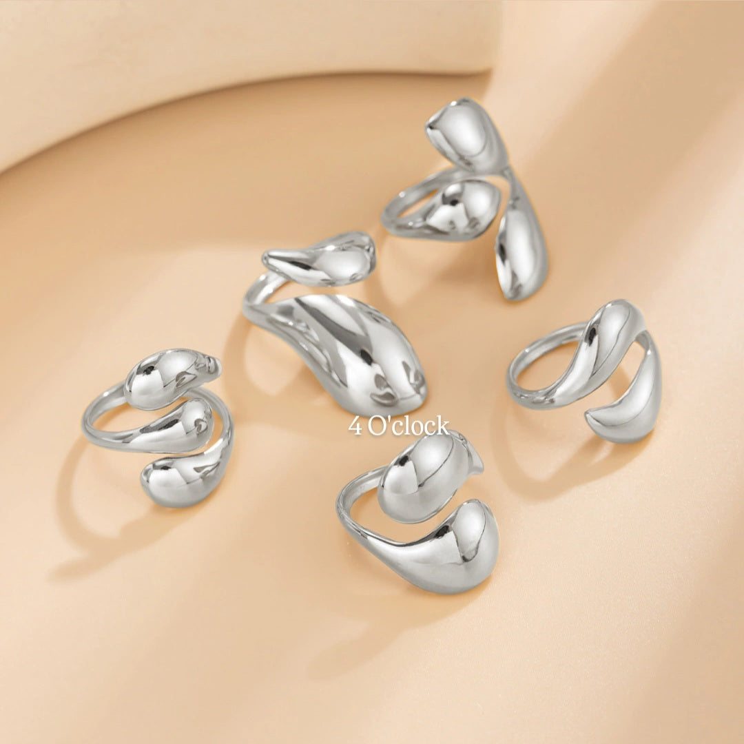 ✨RS104: Maximalistic Finger Ring Sets (Silver) - 5pcs (Full set adjustable)