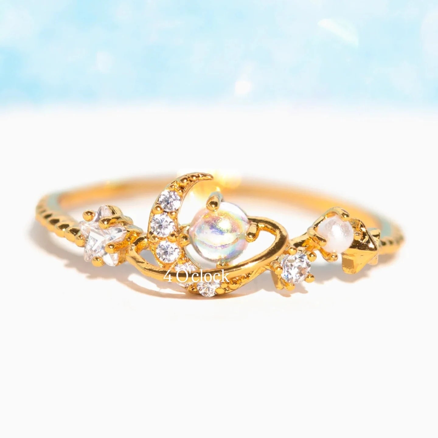 💍R237: Stainless Steel Zircon Minimalistic Finger Ring: Pearl Eclipse (1pc) (With Box)✨