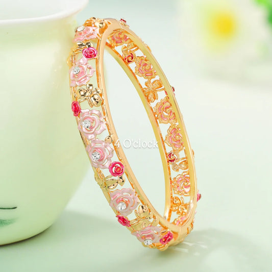 ✨🏰VC27: Cloisonné Vintage Victorian Bangles : Red & Pink 🌸🕯️