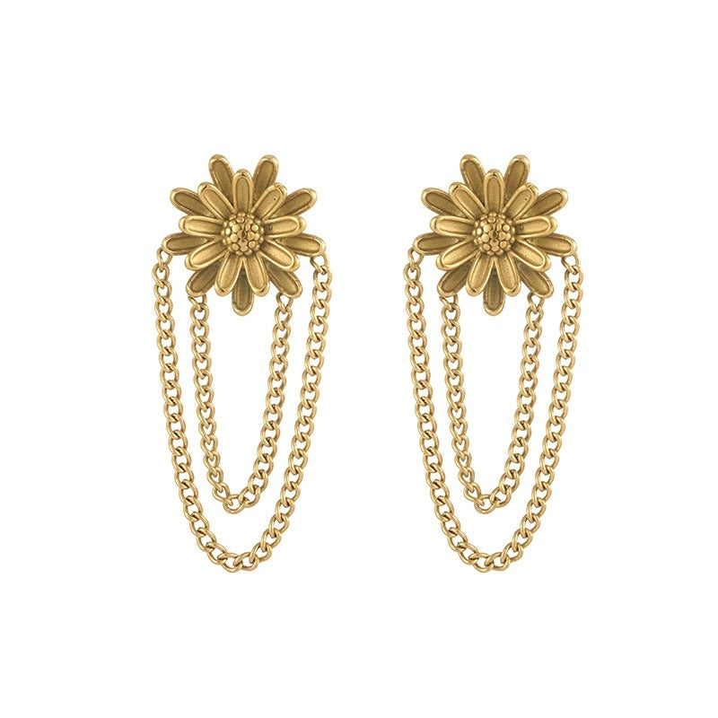 GE32: Stainless Steel Tassel Earrings: Daisy