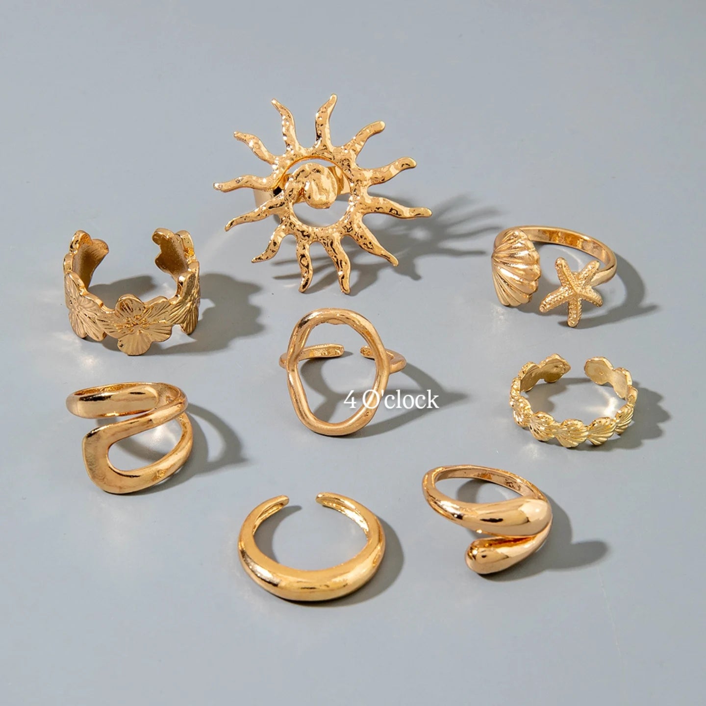 ✨RS92: Maximalistic Finger Ring Sets (Golden) - 8pcs (Full set adjustable)