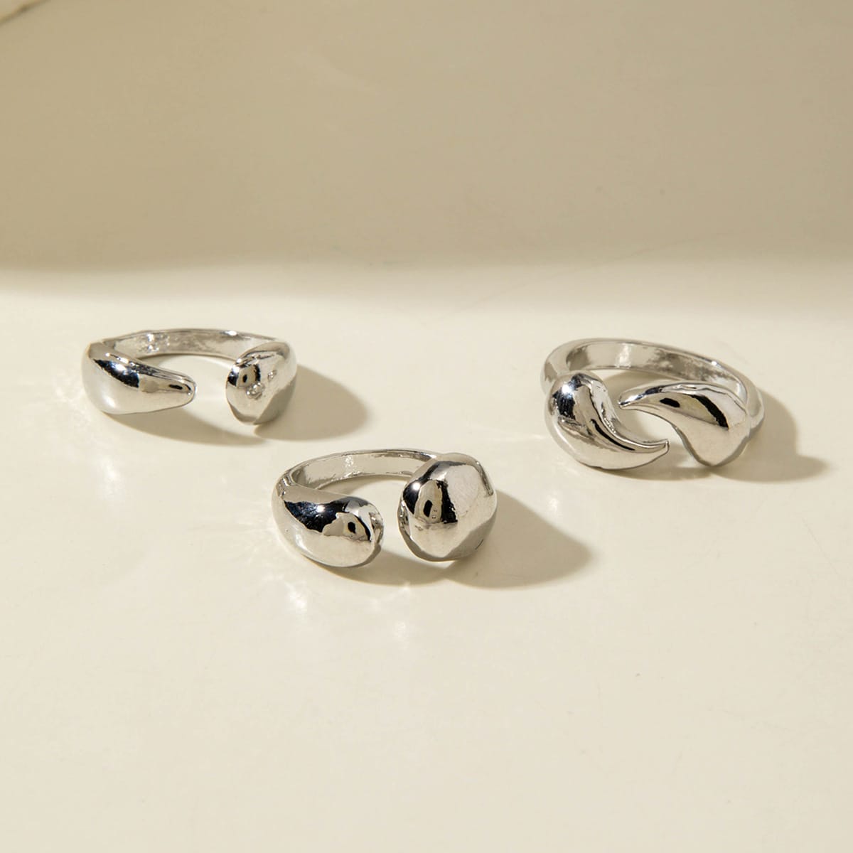 RS149: Maximalistic Finger Ring Sets (silver) - 3pcs