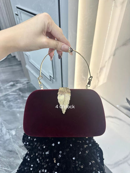 Velvet Leaf Clutch: Burgundy
