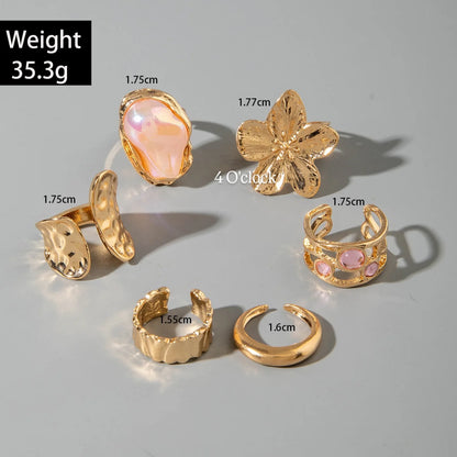 ✨RS58: Maximalistic Finger Ring Sets (Golden) - 6pcs (Full set adjustable)