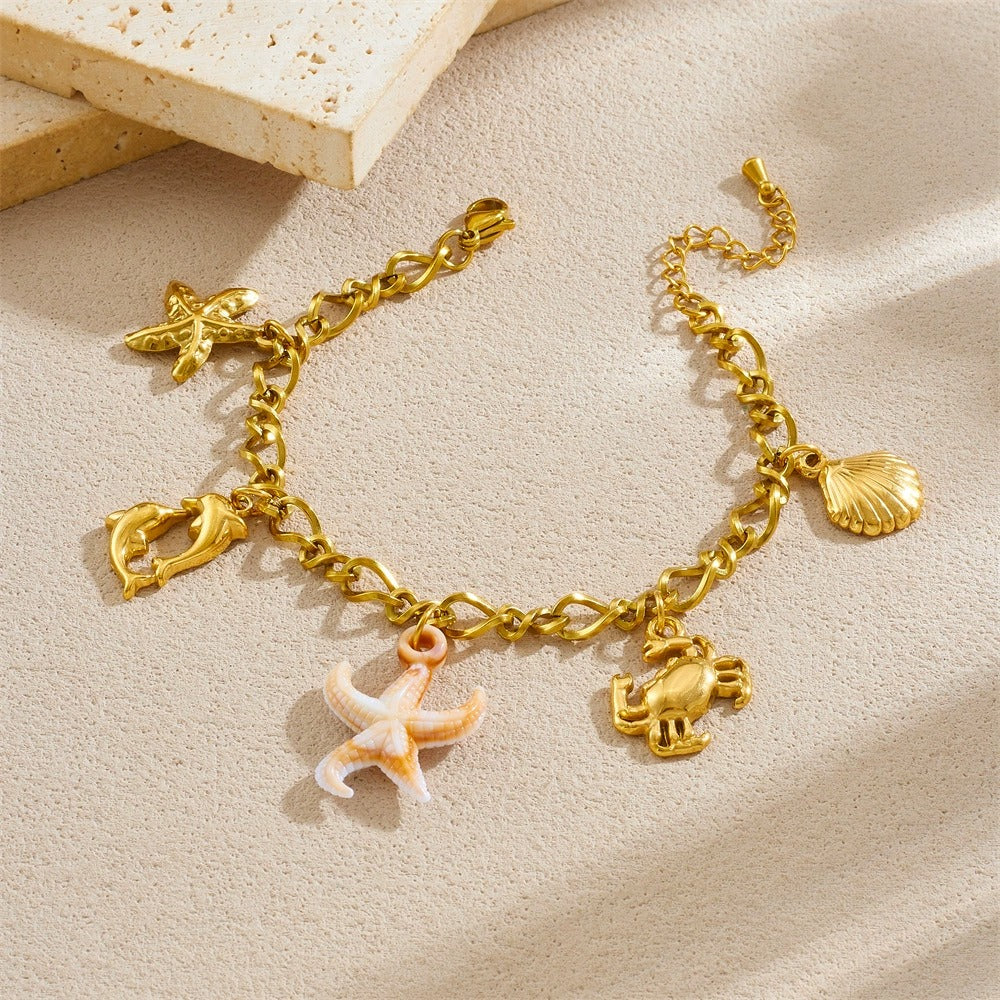 BN37: 18K Gold Plated Premium Stainless Steel Charm Bracelet