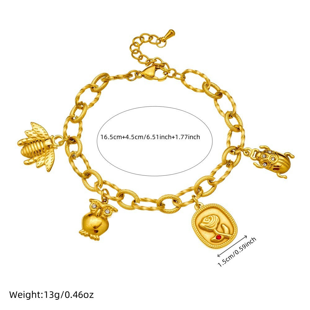 BN11: 18K Gold Plated Premium Stainless Steel Charm Bracelet