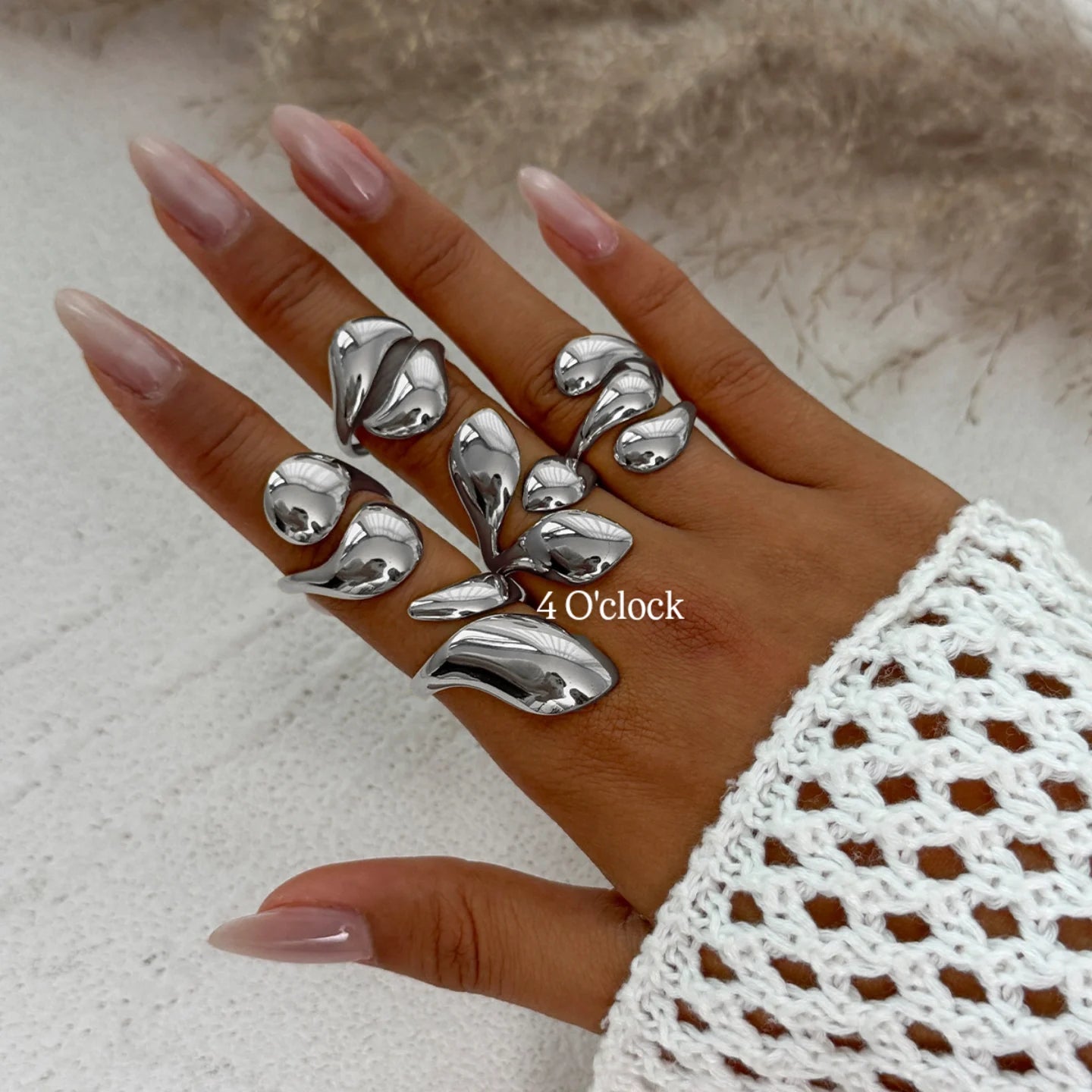 ✨RS104: Maximalistic Finger Ring Sets (Silver) - 5pcs (Full set adjustable)
