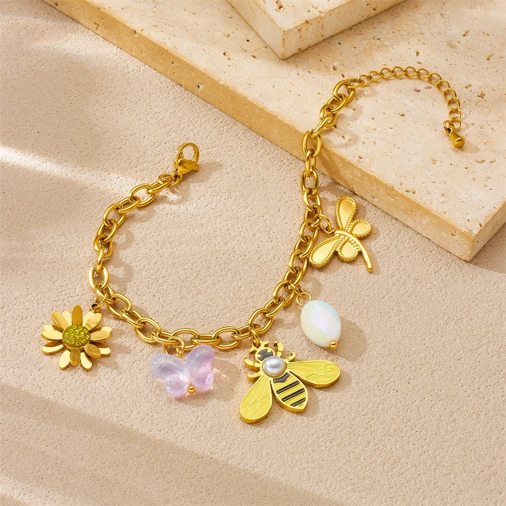BN29: 18K Gold Plated Premium Stainless Steel Charm Bracelet