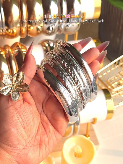 BOHO10: Boho Bangles: 8 pieces set (Silver)
