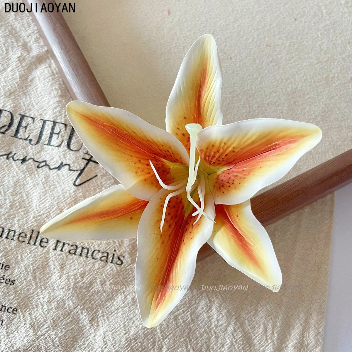 Artificial Lily Side Hair Clip: Orange