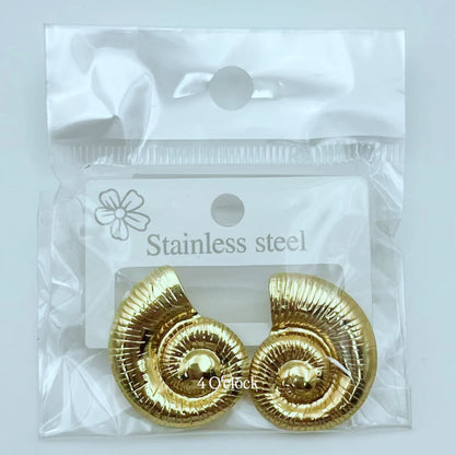 GE07: Stainless Steel Earrings: Spiral Shell