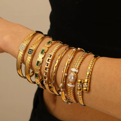 CB20: 18k Gold Plated Premium Stainless Steel Cuff Bangles