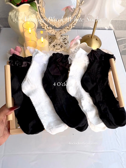 Vintage Socks: White Bow