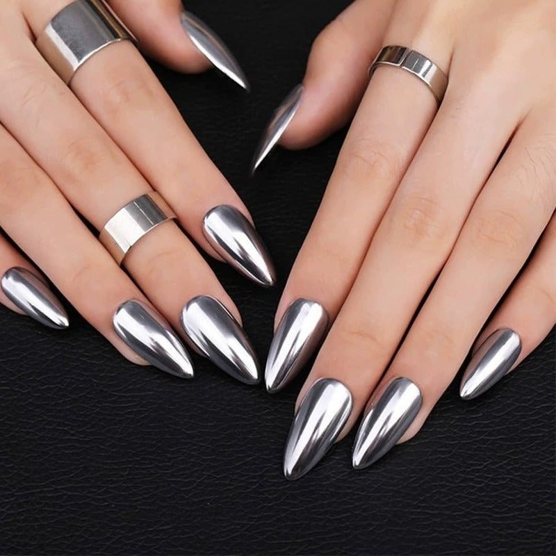 N32: Press On Nails: Cyber Chic (24 Pcs) - With FREE glue stickers.