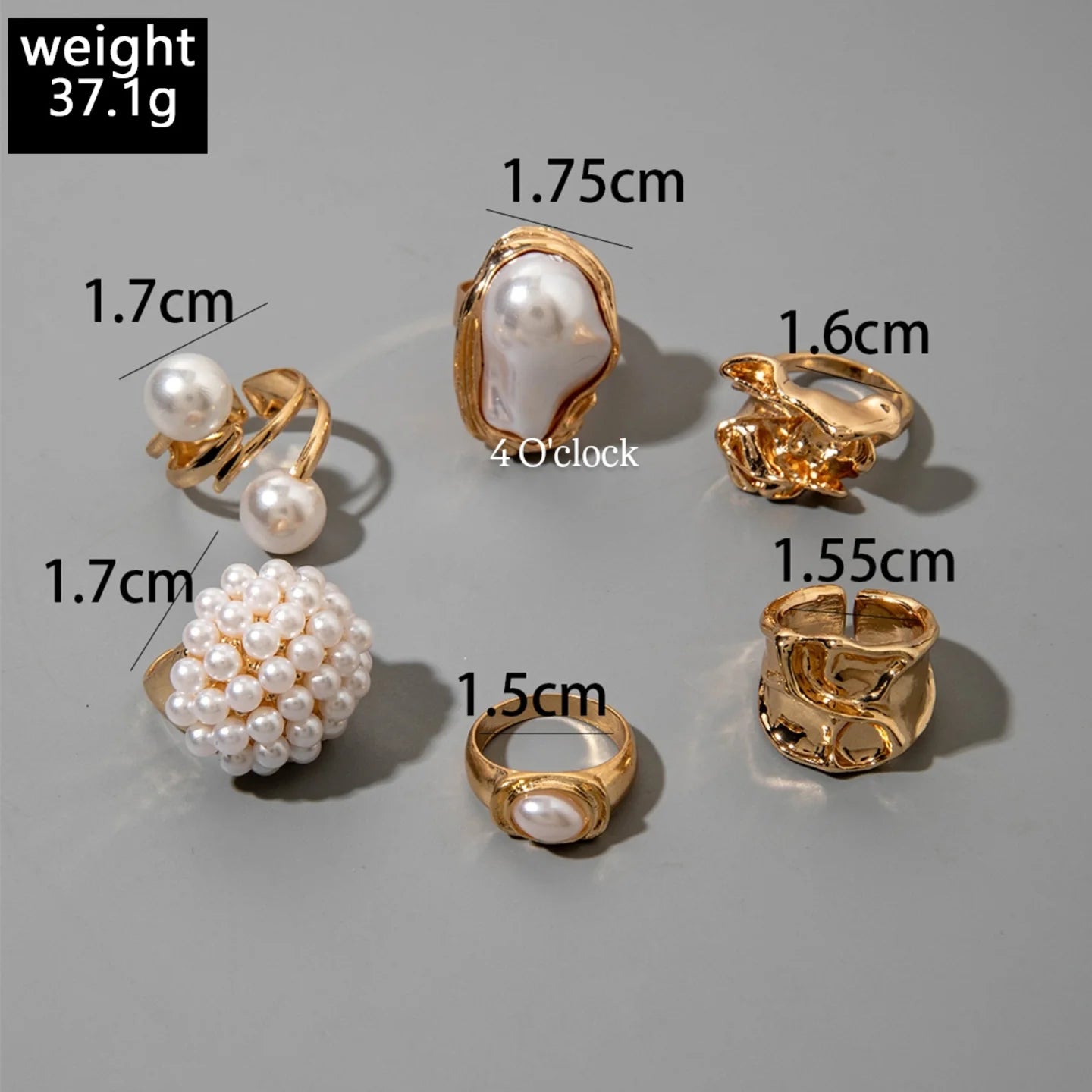✨RS80: Maximalistic Finger Ring Sets (Golden) - 6pcs (Adjustable-Non adjustable mixed sizes)