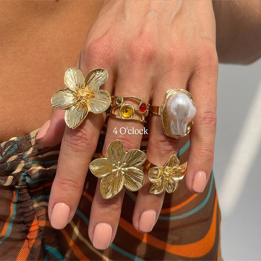 ✨RS26: Maximalistic Finger Ring Sets (Golden) - 5 pcs