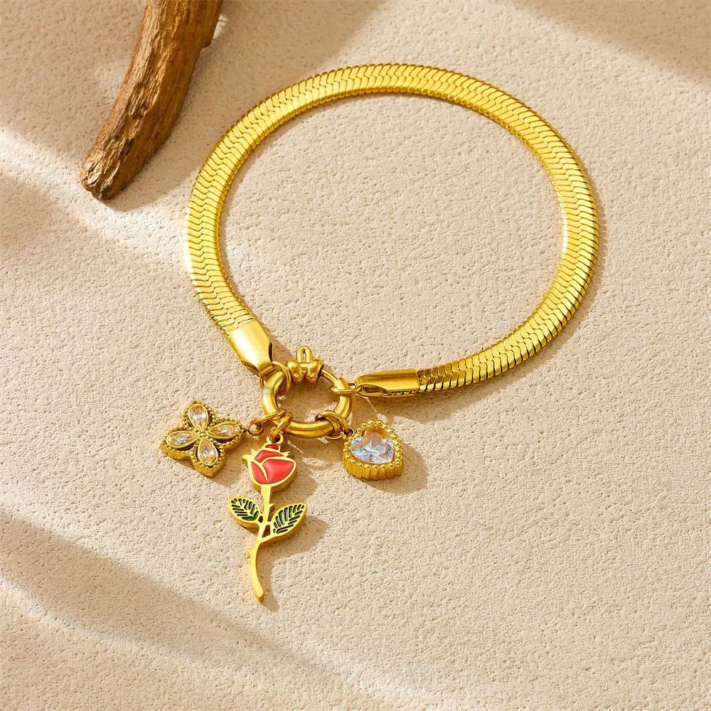 BN36: 18K Gold Plated Premium Stainless Steel Charm Bracelet