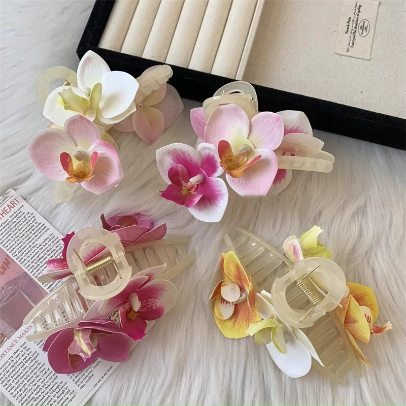 Orchid Bloom Hairclaws: Yellow & White