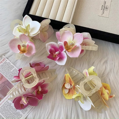 Orchid Bloom Hairclaws: Yellow & White