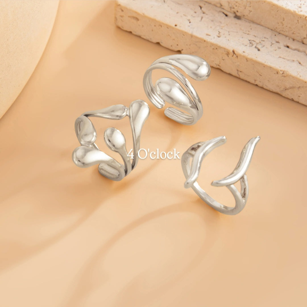 ✨RS108: Maximalistic Finger Ring Sets (Silver) - 3pcs (Full set adjustable)