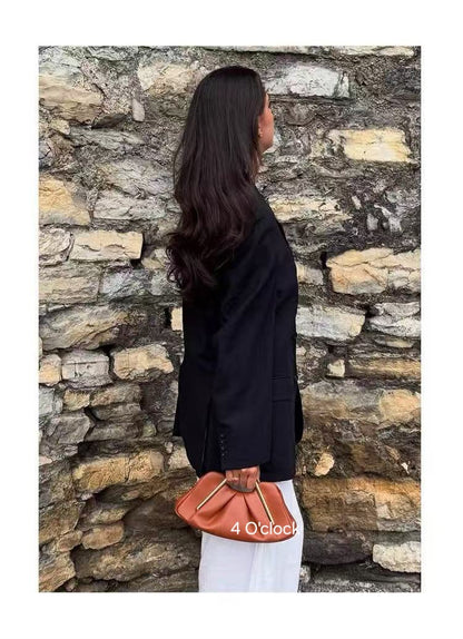 Metal Frame Handbag: Brown