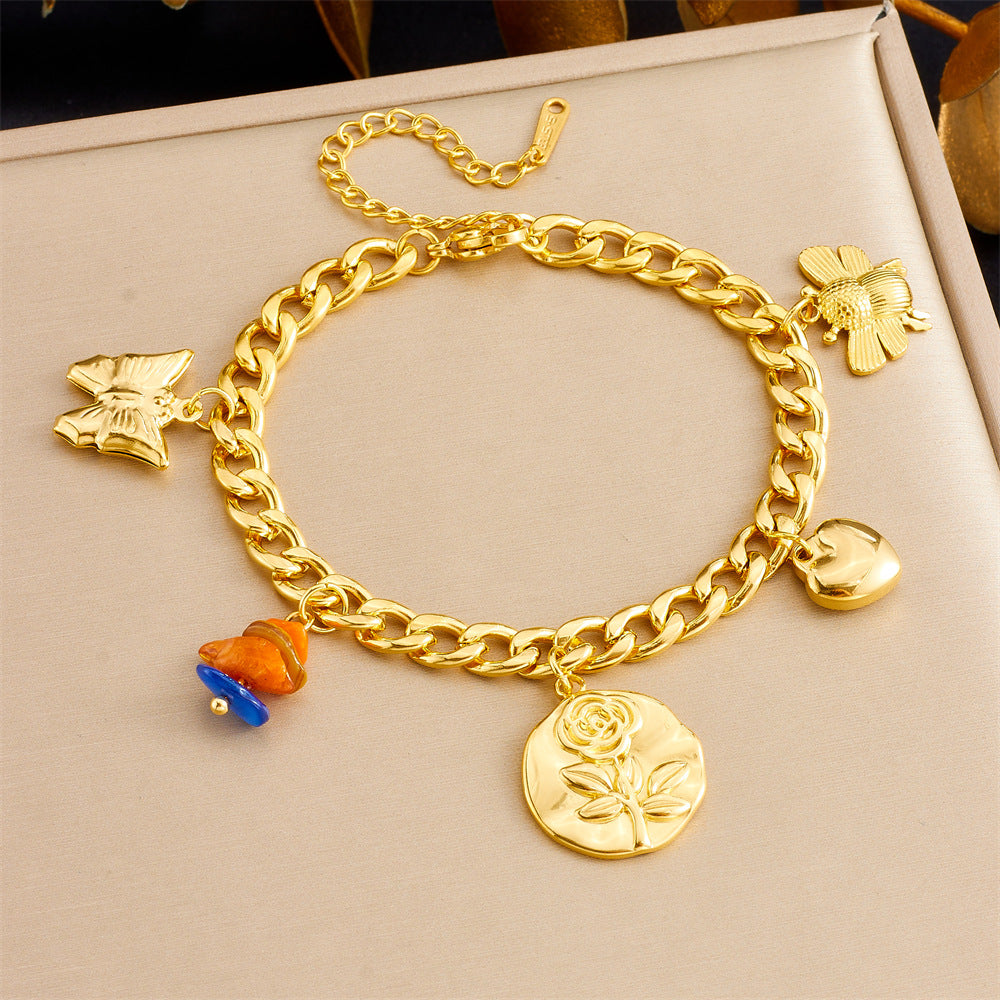 BN03: 18K Gold Plated Premium Stainless Steel Charm Bracelet