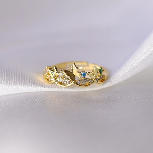 💍R243: Stainless Steel Zircon Minimalistic Finger Ring: Dancing butterfly (1pc) (With Box)✨