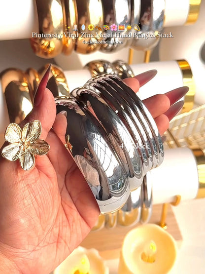 BOHO13: Boho Bangles: 6 pieces set (Silver)