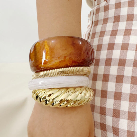 HC188: Trendy Resin Bangle Set (3 pcs)