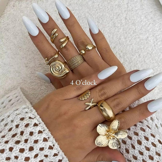 ✨RS02: Maximalistic Finger Ring Sets (Golden) - 8pcs (full set adjustable)