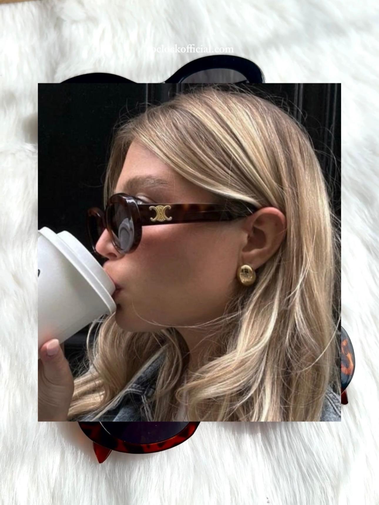 S15: Pinteresty High-End Brand Dupe Round Sunglasses - Black + Brown tinted (with box)