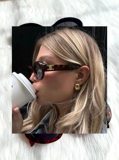 S15: Pinteresty High-End Brand Dupe Round Sunglasses - Black + Brown tinted (with box)