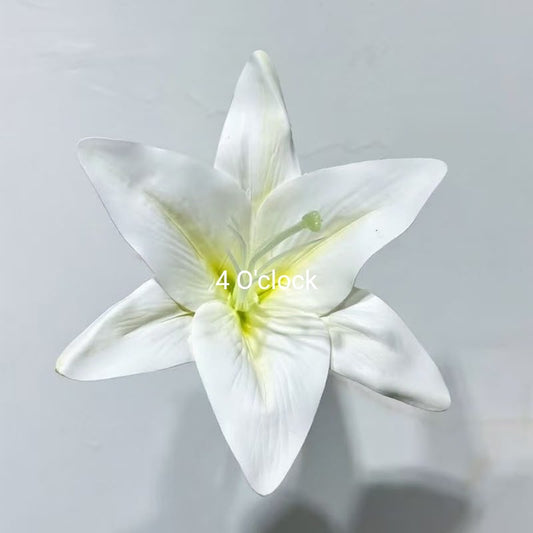 Artificial Lily Side Hair Clip: White