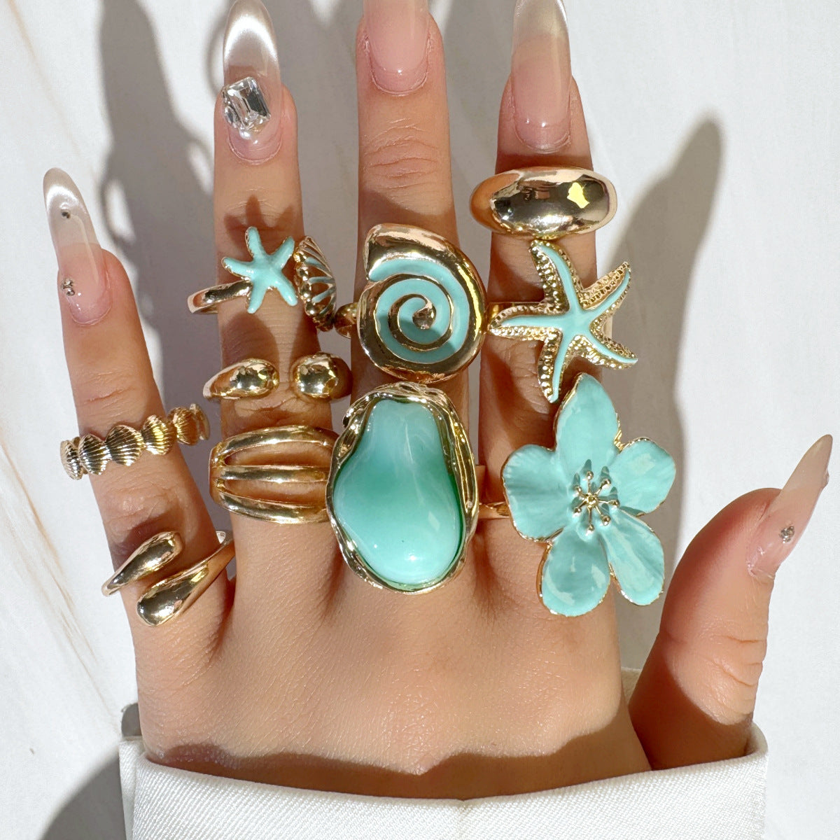 RS127: Maximalistic Finger Ring Sets (Blue) - 10 pcs
