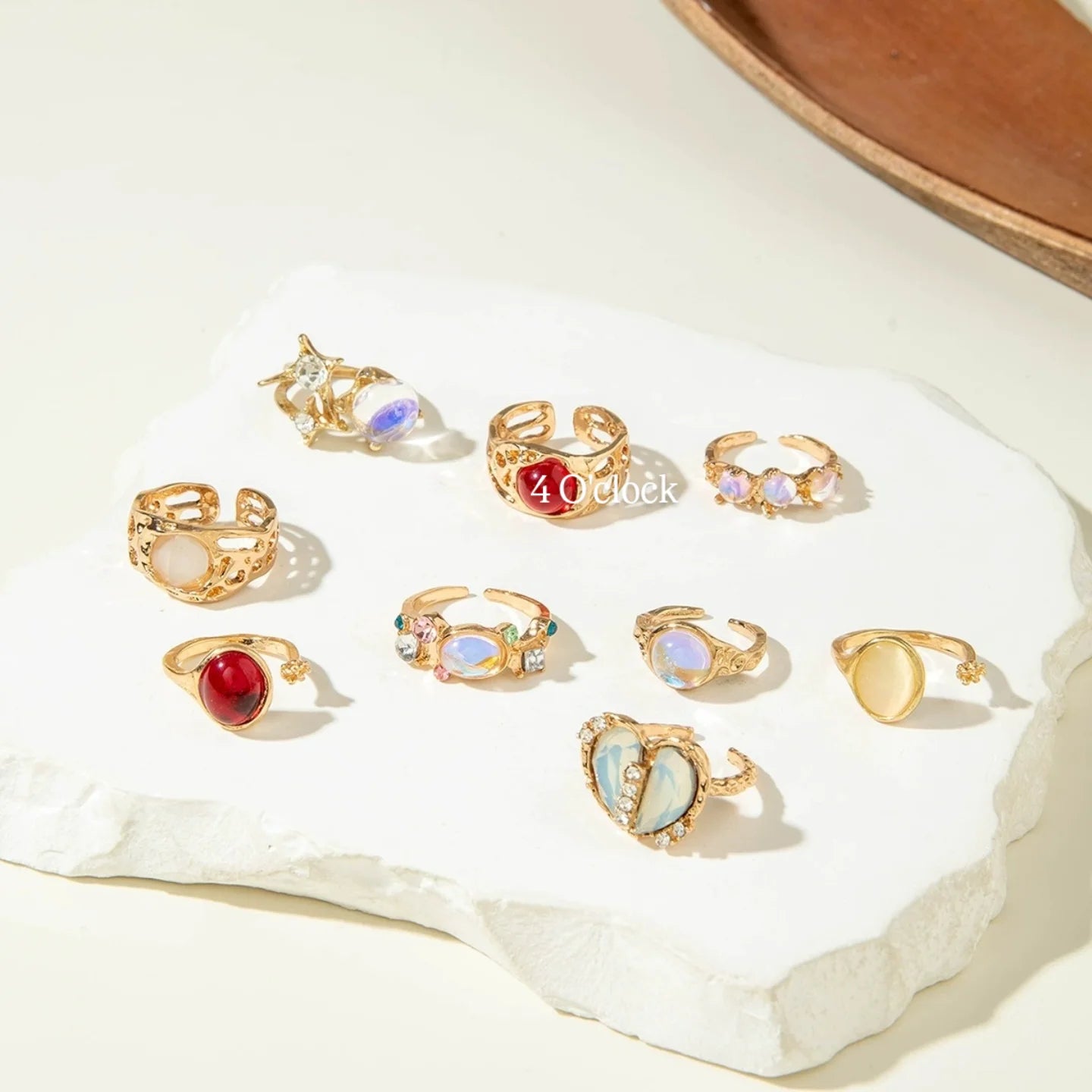 RS89: Maximalistic Finger Ring Sets (Golden) - 9pcs (Full set adjustab ...