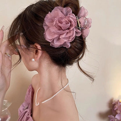 Mesh Camellia Hairclaws: Purple