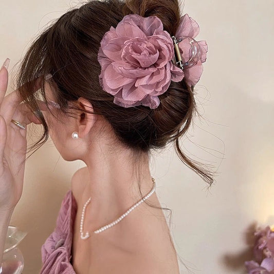 Mesh Camellia Hairclaws: Purple
