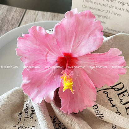 Hibiscus Flower Side Hair Clip: Pink