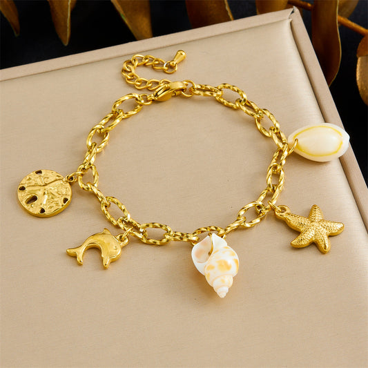 BN38: 18K Gold Plated Premium Stainless Steel Charm Bracelet