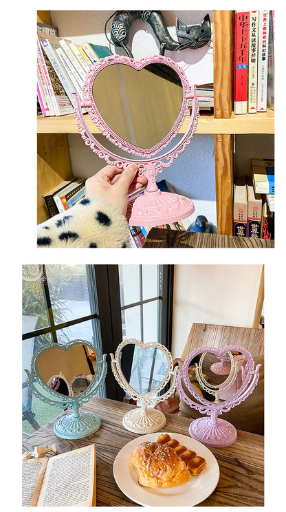 M05: Vintage Mirror: Vintage Heart Shape: Pink