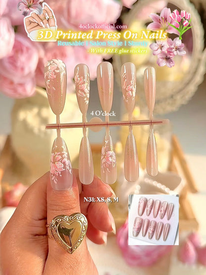 N31: Press On Nails: Velvet Luxe. Size XS (10 Pcs) - With 12pcs FREE glue stickers.