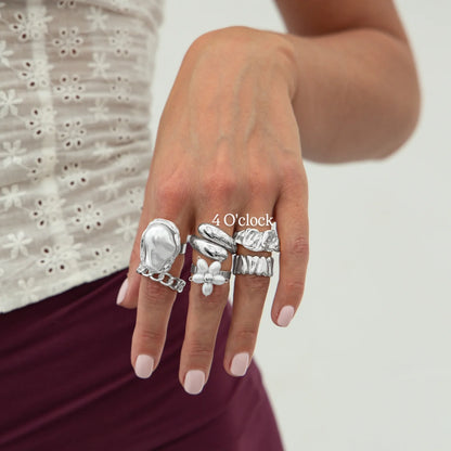 ✨RS110: Maximalistic Finger Ring Sets (Silver) - 6pcs (Adjustable-Non adjustable mixed sizes)