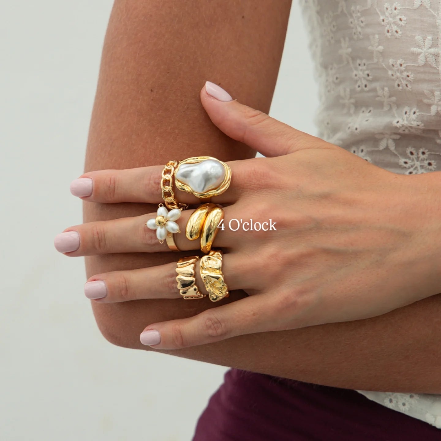 ✨RS109: Maximalistic Finger Ring Sets (Golden) - 6pcs (Adjustable-Non adjustable mixed sizes)