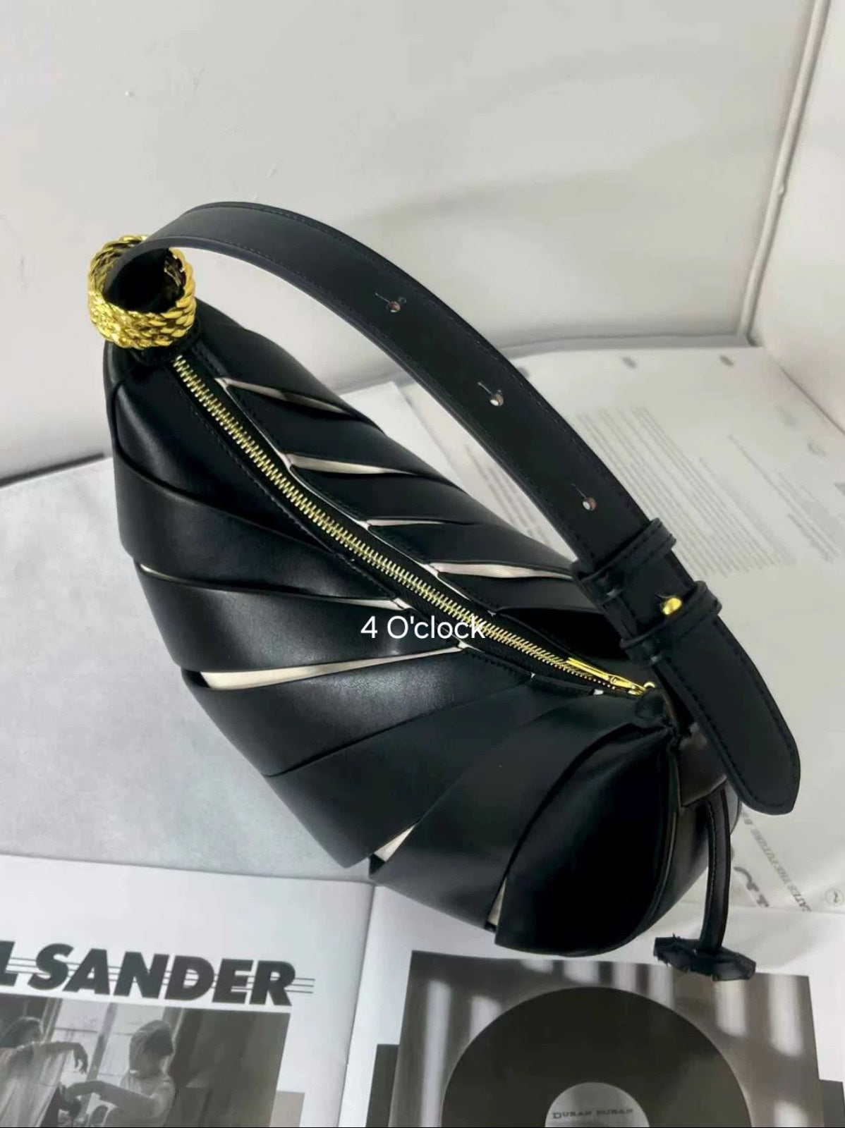 Crescent Hollow Out Handbag: Black