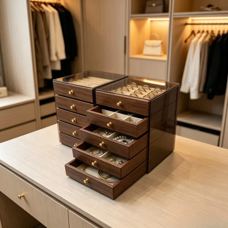 OG1: 5 Tier Jewellery Organiser: Walnut Brown